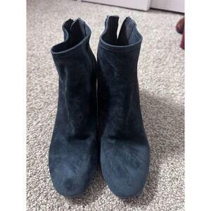 Cecelia New York Sz 8Women Blue Suede Ankle Boots Side Zip